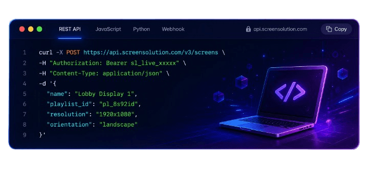 Screen Solution REST API & Developer SDK Terminal Code Sample